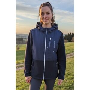 Free Country Women's Hooded Fleece Jacket Size M Navy Zip Up Authentic Lifestyle